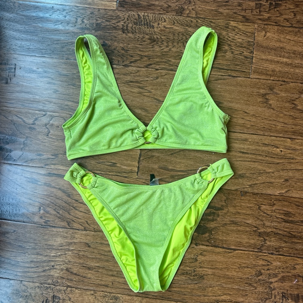 Kendall and Kylie Sparkle Vibrant Green Bikini Set